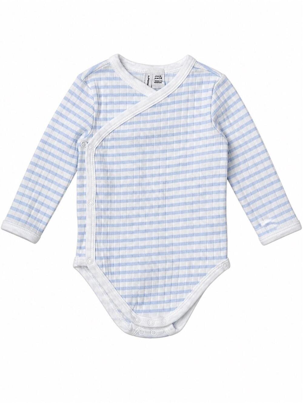 Baby Janie and Jack Long-Sleeve Kimono One-Piece in Light Blue Gingham